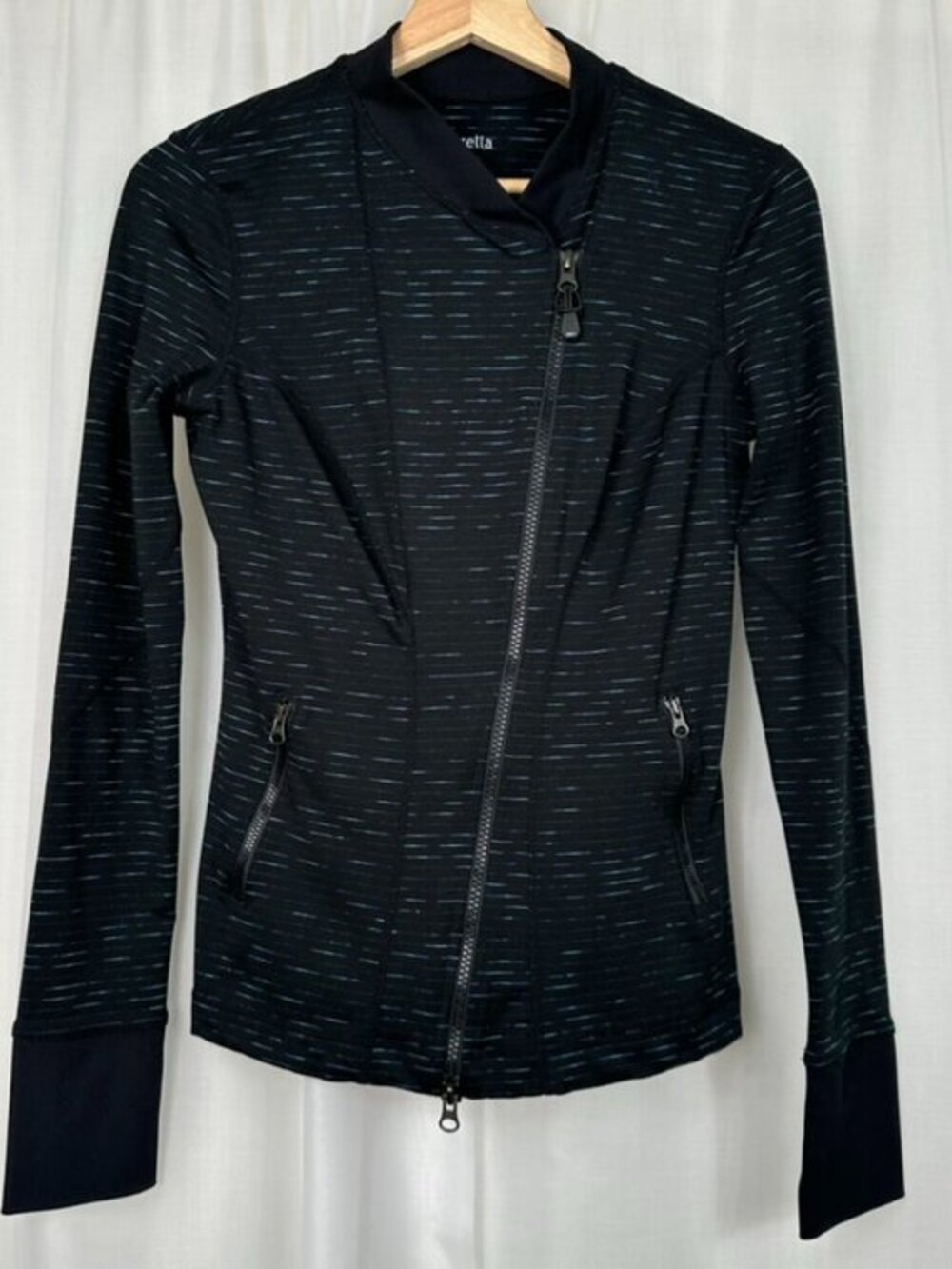 Zella‎ Womens Asymmetric Full Zip Jacket Small Black Athleisure Pockets